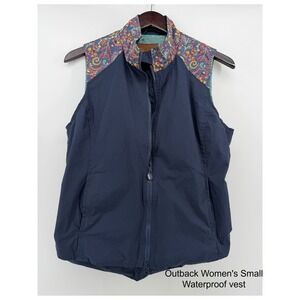 Outback Trading Company Women's Camilla Small Blue Floral‎ Trim Waterproof Vest